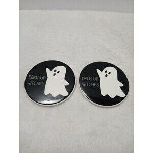 Halloween Ghost "Drink Up Witches" Coasters 2pc Set